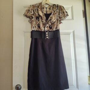 Women's Dressbarn Black Animal Print Dress Size 6